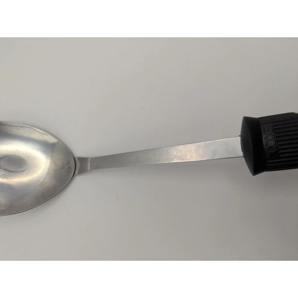 Vintage EKCO Serving Spoon Stainless Steel White‎ Black Plastic Handle Utility